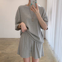 Summer short-sleeved gray urban casual western style