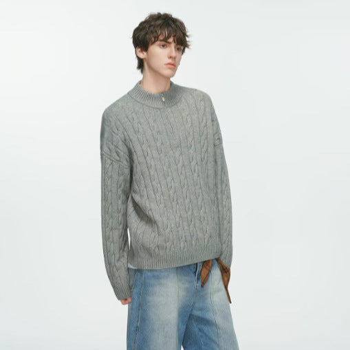 Mens Casual, Slightly High-neck Knit Sweater A Trendy Top