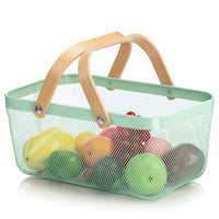 Wooden Handle Mesh Basket Fruit Basket