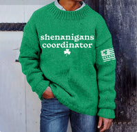 Coarse-needle Fabric 3D Digital-print Crewneck Hoodie For Men And Women With Striped Patchwork