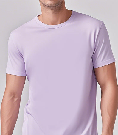 Solid-color Casual Short-sleeve Crew-neck T-shirt For Spring