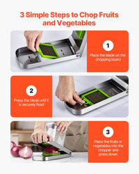 Vegetable Chopper Food Veggie Cutter 3 Stainless Onion Slicer With Container