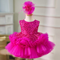 Girls Fashion Color Sequined Princess Dress