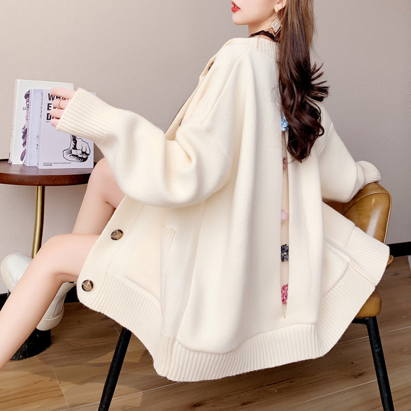New Style Foreign Style Three-dimensional Flower Sweater Outer Wear Top