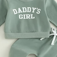 Baby Girl's 2-Piece Letter Print Sweater Set Long Sleeve Pullover And Jogger Pants With Drawstring Waist