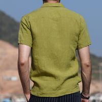 Vintage Chinese style lapel slim cotton shirt