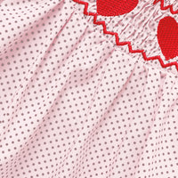 Newborn Baby Girls' Valentine's Day Smocked Romper Short Sleeve Heart Embroidery Jumpsuit Casual Cute Romper