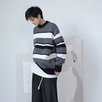 Japanese Style Lazy Style Jacquard Three-dimensional Striped Sweater For Men
