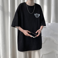 Cartoon Print Loose T-shirt Men's Fashion Summer Clothes