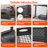 2Pcs Under Sink Organizer 2 Tier Pull Out Cabinet Baskets Storage Shelf Sliding Storage Drawers Rack With 5 Adjustable Height Mesh Baskets For Home Kitchen Bathroom Office