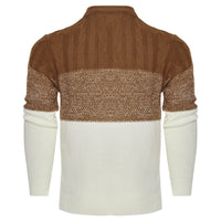 Men's Casual Color Block Long Sleeve Cable Knit Pullover Sweater