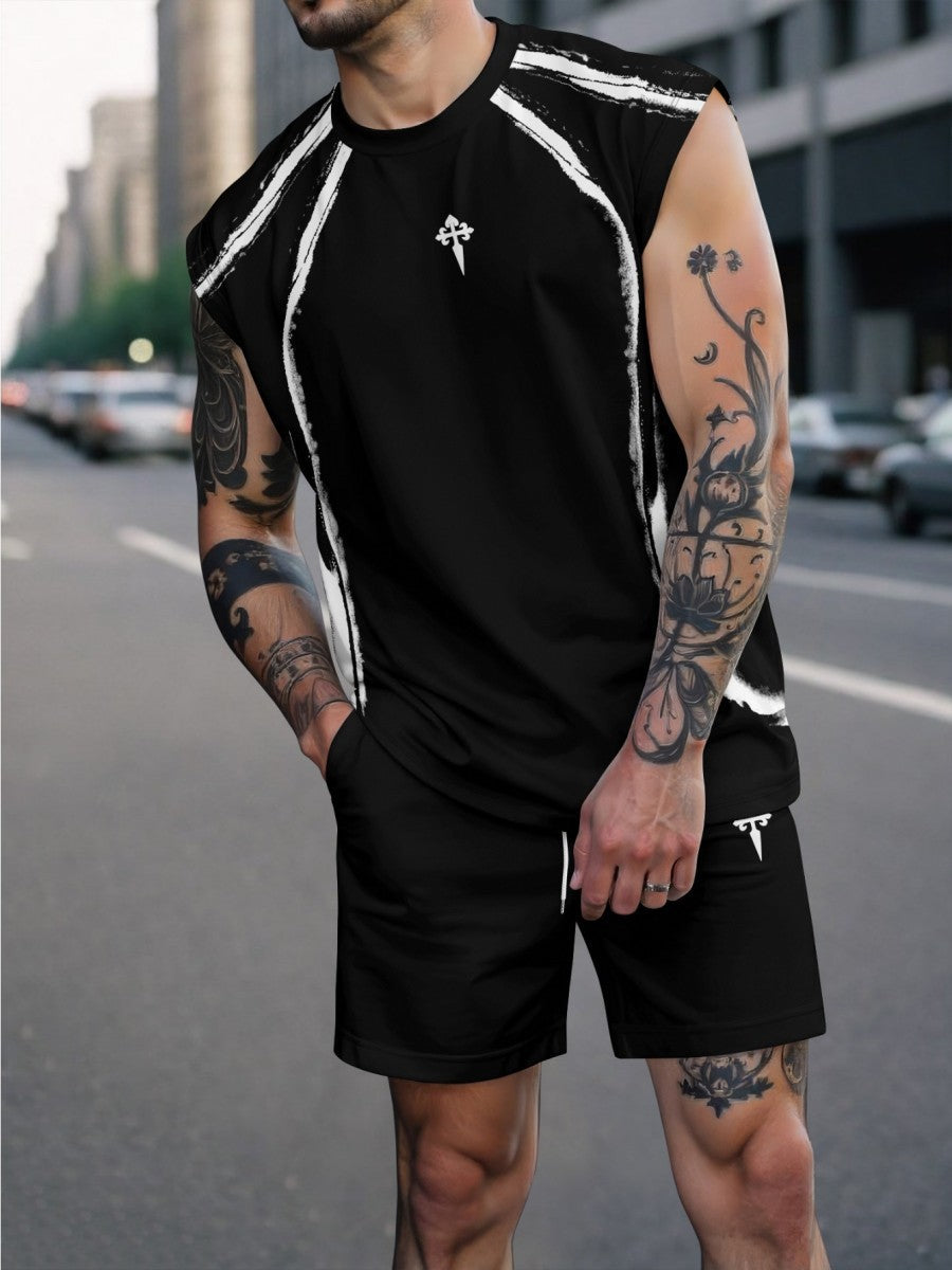 Mens Fashion Letter-Printed Sports Suit