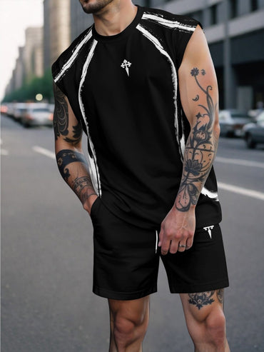 Mens Fashion Letter-Printed Sports Suit