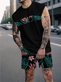 Mens Fashion Letter-Printed Sports Suit