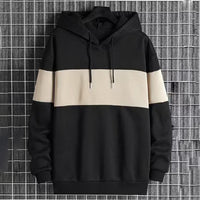Mens Patchwork Color-Block Hoodie Single-Face Style