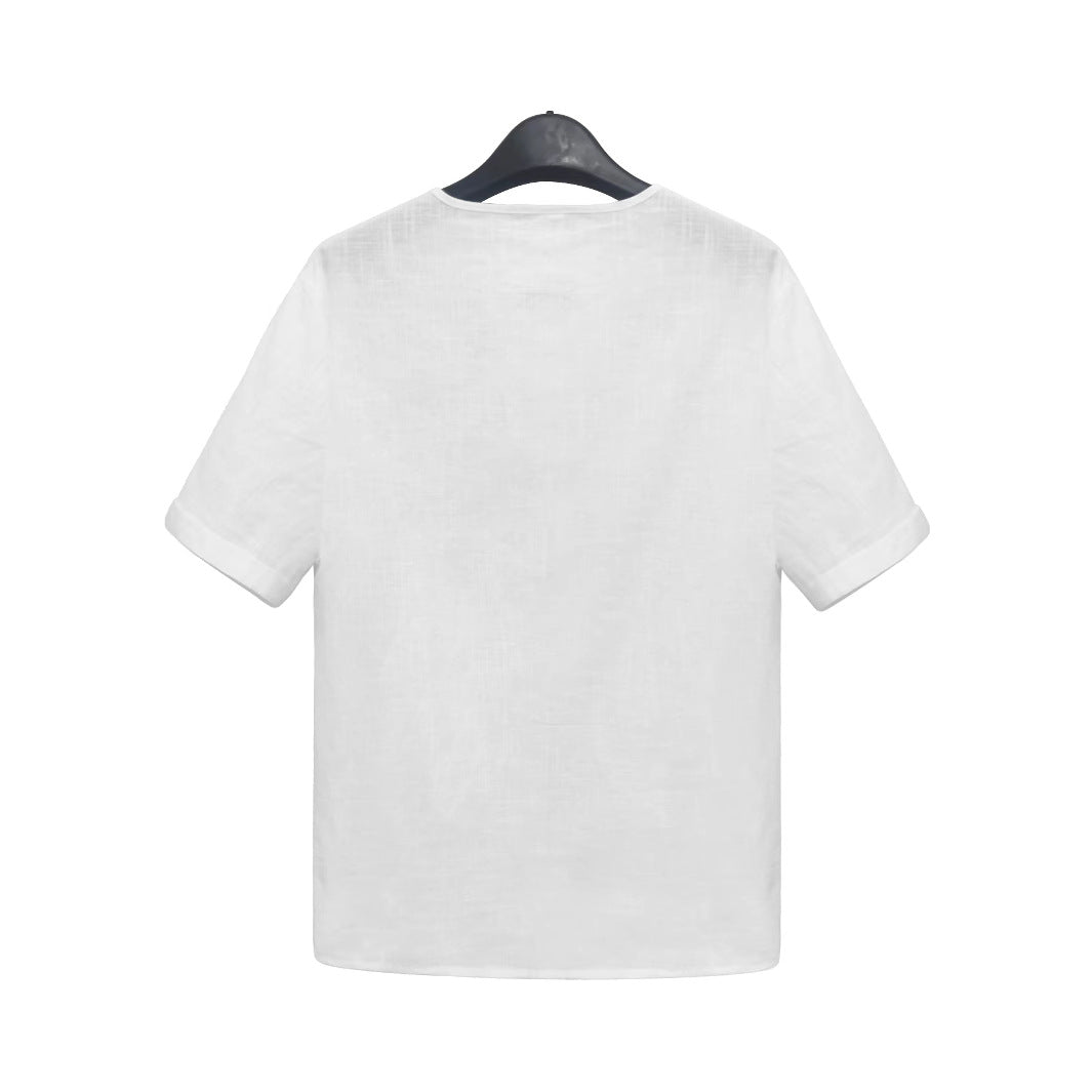 Mens Lightweight White Short-sleeve Top