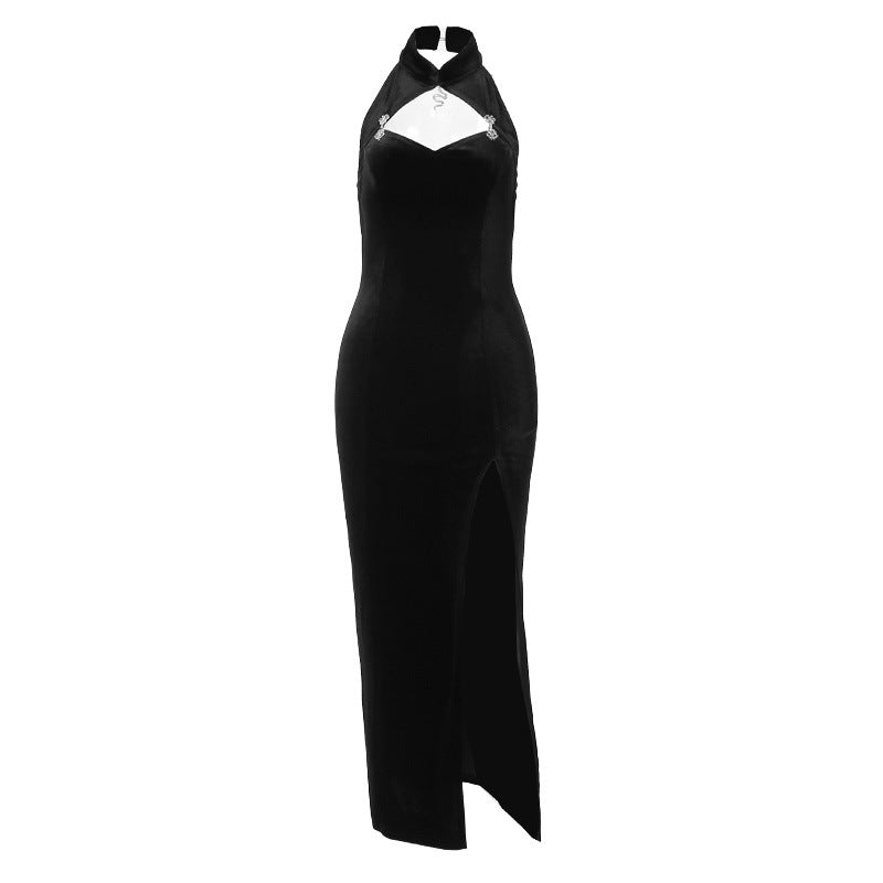 Dark Style Elegant Slim New Chinese Style Snake Pendant Cheongsam