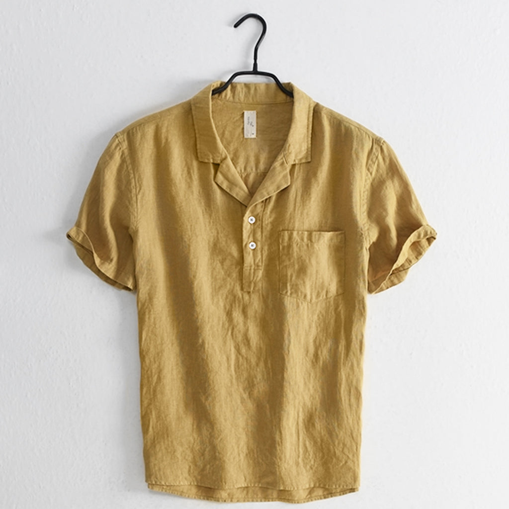 Vintage Chinese style lapel slim cotton shirt
