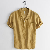 Vintage Chinese style lapel slim cotton shirt