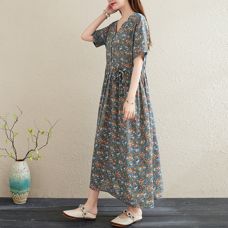 New Style Loose Western Style Floral Dress