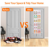 Over The Door Shoes Rack 24-Pocket Crystal Clear Organizer 6-Layer Hanging Storage Shelf For Shoes Slippers Small Toys Closet Cabinet