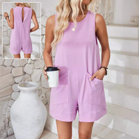 Women Sleeveless Shorts Jumpsuit With Pockets Fashion Beach Pants Summer Clothing