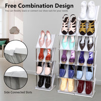 8 Tier Vertical Shoe Rack Narrow Free Standing Storage Organizer For Entryway Space-Saving Stackable Shoe Holder Corner Shoe Tower For Entryway Bedroom Hallway Living Room