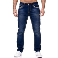 Men Jeans With Pockets Straight Pants Business Casual Daily Streetwear Trousers Men's Clothing