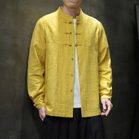New Chinese Style Men's Cotton Linen Buckle Retro Chinese Tang Costume Shirt Men