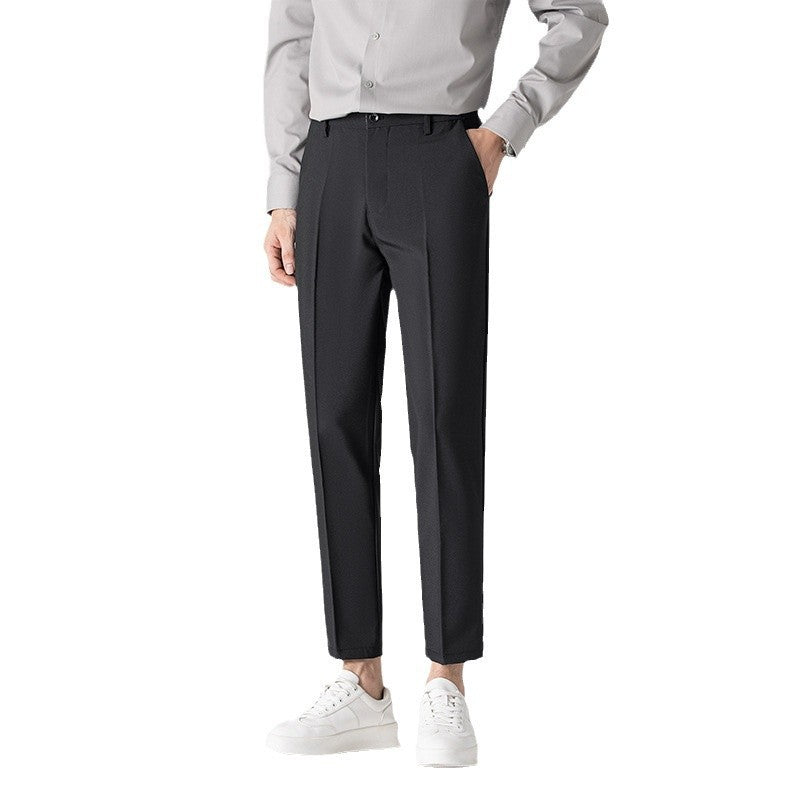 Mens Plus-Size Slim-Fit Solid-Color Capri Dress Pants