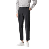 Mens Plus-Size Slim-Fit Solid-Color Capri Dress Pants