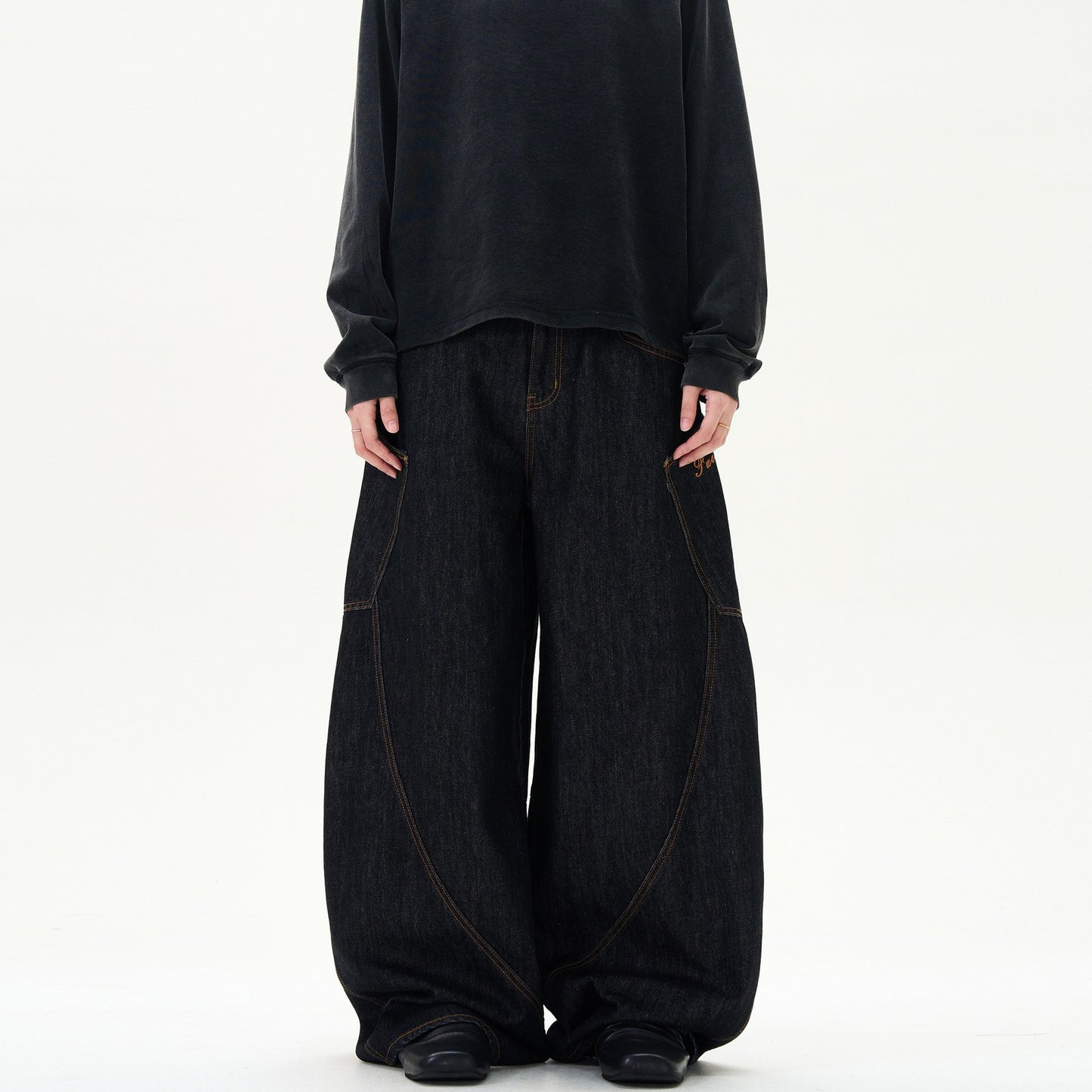 Retro Street Design Sense Silhouette Curved Knife Jeans