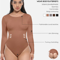Seamless Bodysuit Long Sleeve Slim Corset Shapewear Bodysuit