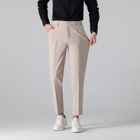 Mens Plus-Size Slim-Fit Solid-Color Capri Dress Pants