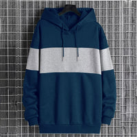 Mens Patchwork Color-Block Hoodie Single-Face Style