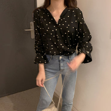 Retro Hong Kong Style Personalized Western Style Blouse