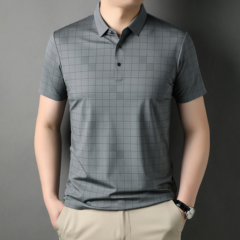 Men's Mercerized Cotton Fashion T-shirt Clothing For Middle-aged Dad Ice Silk Men's Clothing