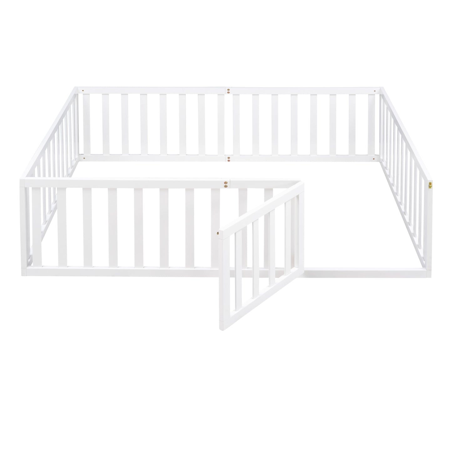 Full Size Wood Daybed Frame With Fence, White