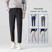 Mens Plus-Size Slim-Fit Solid-Color Capri Dress Pants