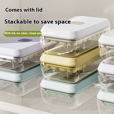 32 Grid Silicone Ice Cube Tray Mould With Lid Shovel Storage Box Remove With One Click Ice Maker DIY Whiskey Cocktail Tools Summer Kitchen Gadgets