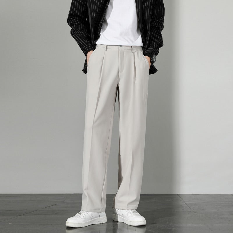 Loose Korean Style Casual White Wide Leg Trousers