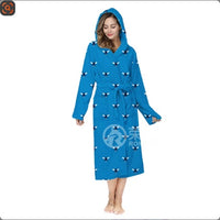 Local Stock Plush Oversize Winter Soft Warm Long Flannel Bathrobe With Hooded Women Thick Night Fleece Bath Robes Dressing