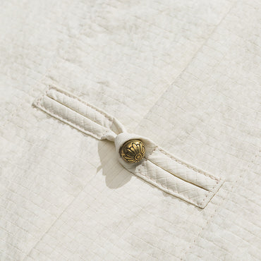 New Chinese Style Worn Looking Washed-out Stand Collar Chinese Style Shirt