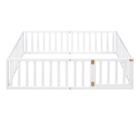 Full Size Wood Daybed Frame With Fence, White