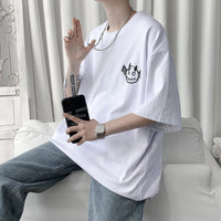 Cartoon Print Loose T-shirt Men's Fashion Summer Clothes