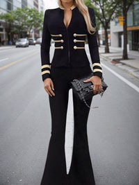 Women's Slim Fit Sexy Gold Border British Style Top, Hot Selling Autumn And Winter New Navy Blue Style Jacket, Elegant And Sexy