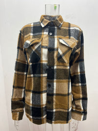 Men's Fashion Simple Plaid Shirt Long Sleeve Button Coat