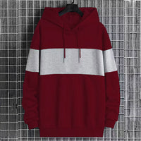 Mens Patchwork Color-Block Hoodie Single-Face Style