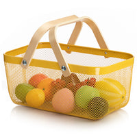Wooden Handle Mesh Basket Fruit Basket