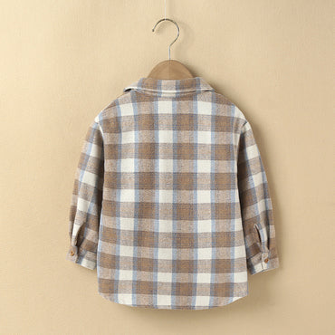 Version Fashion Small Plaid Shirt Children's Fashionable Foreign Style Single-breasted Casual